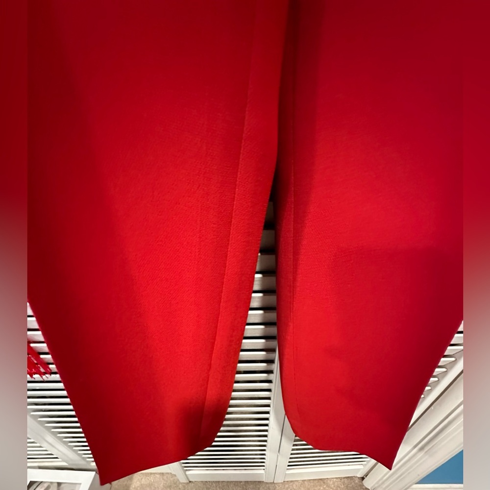 Solid Red One Button Jacket Pants Suit By Kasper … - image 5